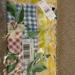 NWT Ann Taylor silky scarf with bright lemon/flower/gingham print